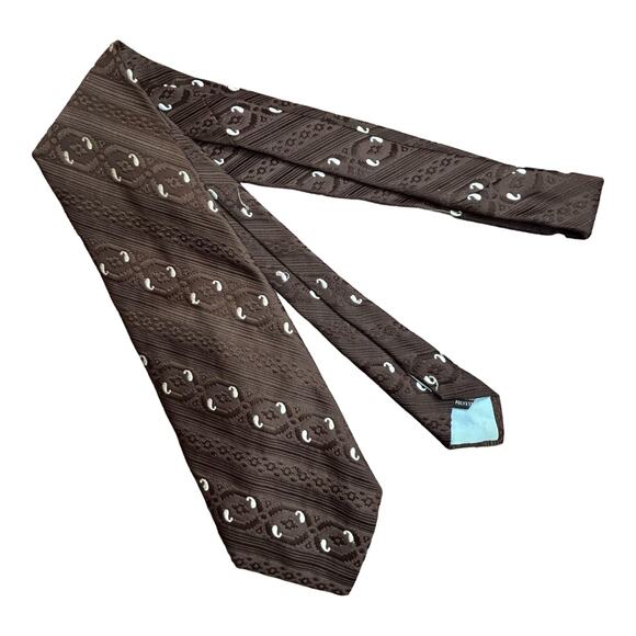 Brown Embroidered Tie - Picture 3 of 7